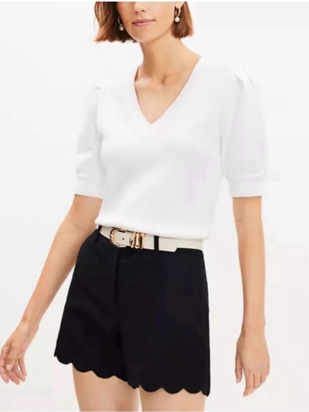 LOFT Riviera Scalloped Shorts – Black | Women's Size 6 - 4" Inseam